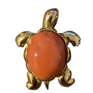 Kenneth jay lane coral turtle brooch pin